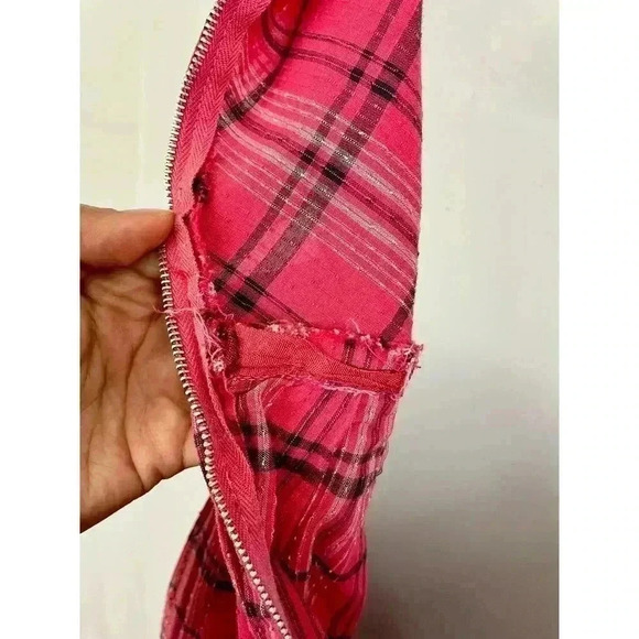 VTG Jonathan Logan Dress Sz 9 Pink Plaid Swiss Dot 1960s Zip Back - Picture 8 of 16